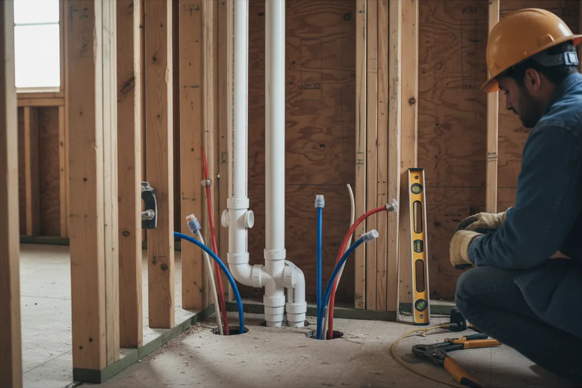 Drain and supply rough-in during Sump Pump Repair in Bolingbrook